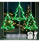 YOUNGAR Christmas Tree Window Lights, 5FT 30 LED Battery/USB Powered with Timer, Waterproof with ...