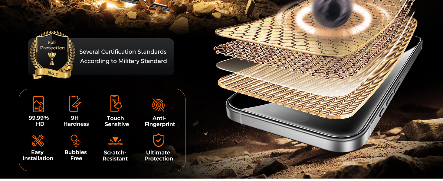 UNBREAKcable iPhone 16 Pro Max Screen Protector Tempered Glass