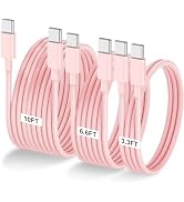 3-Pack Pink [3.3FT+6.6FT+10FT] 60W USB C to USB C Cable, Type C Fast Charging Cable for iPhone Ai...
