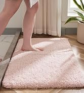 Disolla Small Bathroom Rug 17x24 Non Slip Pink Fluffy Bath Mat for Bathroom Floor Washable Plush ...