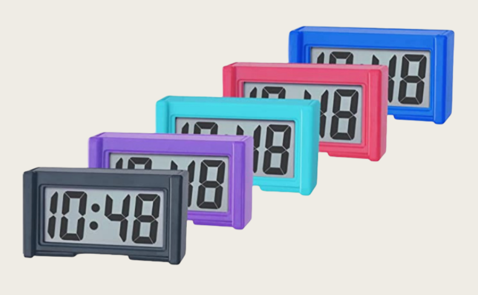 Red, Black, Blue, Red, Purple clock digital small battery operated clocks