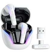 Wireless Gaming Earbuds 20ms Ultra-Low Latency, Dual-Mode 2.4GHz + BT5.3 with ENC Mic, USB-C Dong...