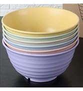 MKYHBOO Cereal Bowls Set, 37oz Unbreakable Wheat Straw Bowls Set, 6 Pcs Reusable Plastic Soup Bow...