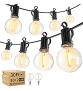 Brightown Outdoor String Lights - Waterproof Globe Patio Lights 30 Ft with 30 G40 Shatterproof LE...