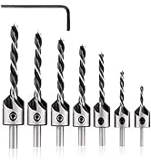 amoolo Countersink Drill Bits Set 7Pcs,Counter Sinker Drill Bit for Wood,Woodworking High Carbon ...