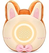 QANYI Bunny Night Light for Kids, Soft Lovely Stuffed Bunny Animal Plush Toy with Bunny Alarm Clo...