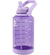 Takeya 64 oz Motivational Water Bottle with Straw Lid with Time Marker, Half Gallon, Premium Qual...