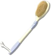 Back Scrubber for Shower [Made in Japan] Flexible Head Wet or Dry Brushing Body Brush, Natural Bo...