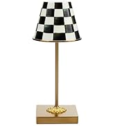 MACKENZIE-CHILDS LED Rechargeable Cafe Table Lamp, Cordless Decorative Lamp, Black-and-White Cour...