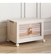 1 Pack Stackable Storage Bins with Lids 8.8 GAL - Collapsible Storage Bins Open Front &amp; Top Home ...