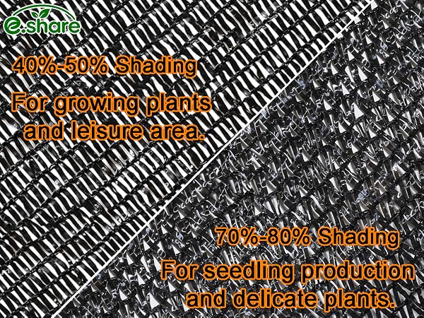 40-50% shade-growing plant and leisure area,70-80% shade-seeding production and delicate plant