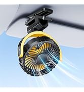 xuenair Car Fan Battery Powered Visor Back Seat Roof Handles, Portable Clip On Fan for Car Rechar...