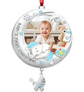 PAIVSUN Baby's First Christmas 2025 Photo Frame Ornament, Personalized 1st Christmas Metal Keepsa...