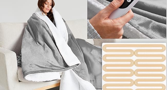 Get Trend Heated Blanket Electric Luxurious Fleece Queen