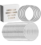 Performore Durable Silver Loose Leaf Rings, 3 Inch (75mm) Diameter, 25 Pack – Perfect for Organiz...