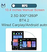 Single Din A-pple Carplay Car Stereo Android Auto Manual&amp;HD Screen-10.4 Inch Touchscreen Car Radi...
