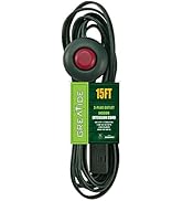 GREATIDE 15 ft Extension Cord with Foot Switch, ON/Off Switch Power Cord, 2-Prong 3 Electrical Po...