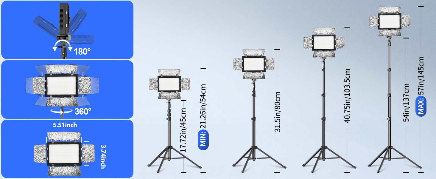 Led Video Light with 54’’ Tripod Stand