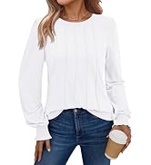 AUTOMET Womens Fall Long Sleeve Shirts 2025 Business Dressy Casual Top Fashion Pleated Tunic Blou...