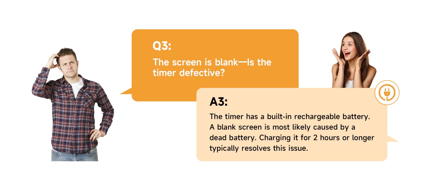 This timer has a built-in rechargeable battery, needing to charge
