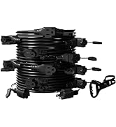 CXIYUA Black 50FT 16 Gauge SJTW Heavy Duty Multi-Outlet Outdoor Extension Cord, 11 Evenly Spaced ...