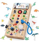Dinosaur Light Switch Board - 8 LED Switches, Sensory Montessori Toy for 1+ Year Olds