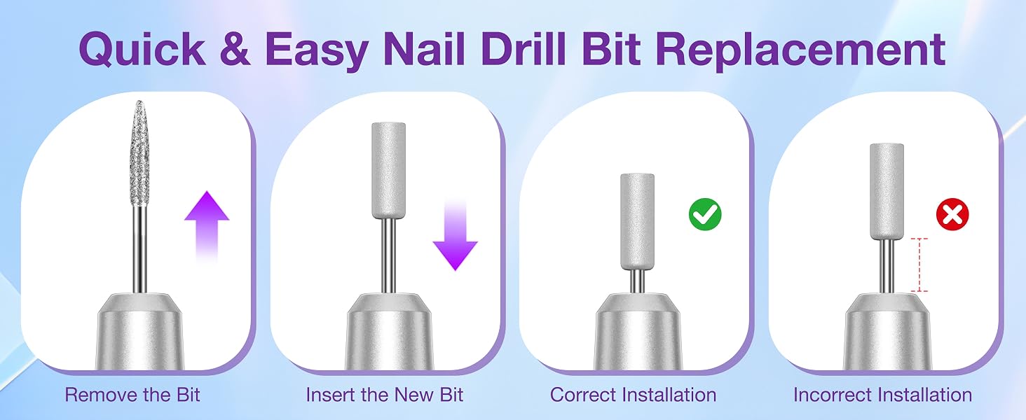 Electric Nail Drill Quick and Easy Bit Replacement Guide Correct Installation Beginner Friendly