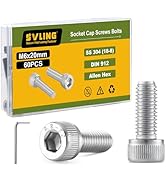 SVLING M6-1.0 x 20mm Bolt, 60PCS M6 Hex Socket Head Cap Screws Bolts, 304 Stainless Steel 18-8, F...