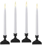 612 Vermont Battery Operated LED Taper Window Candles with Timer (6 on/18 Off), Patented Warm Whi...