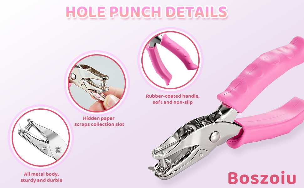 All metal body, Hidden paper scraps collection slot, Rubber-coated handle, soft and non-slip