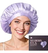 LitBear 100% Mulberry Silk Bonnet for Sleeping Women, 22 Momme Silk Hair Wrap with Elastic Band f...