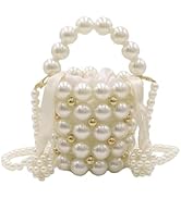 Amamcy Mini White Pearl Purse Women Pearl Handle Crossbody Handbag Acrylic Bead shoulder Bag Whit...