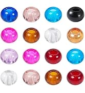 Craftdady 100Pcs Large Hole Glass European Spacer Beads 15x10mm Mixed Color Rondelle Slide Charm ...