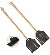 SAMEBUTECO Leather Fly Swatter Black Effective Insects Catcher with Heavy-Duty Design and Bench W...