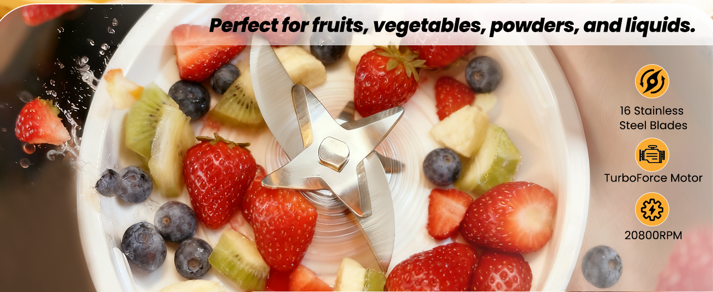 Portable Blender Personal Blender for Shakes and Smoothies with 16 Blades Small Mini Juicer