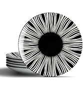 AYFDISHS Black and White Striped Ceramic Plates Set of 6-6 Inch Zebra Pattern Dessert &amp; Appetizer...