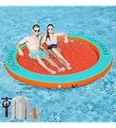 CALOBANA Water Hammock Inflatable Round Floating Ring, Lake Floats Raft Island Inflatable Dock Pl...