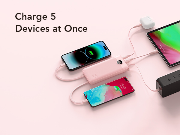 a charging station with a smartphone and a charger connected to it