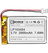 EEMB Lithium Polymer Battery 3.7V 2000mAh 103454 Lipo Rechargeable Battery Pack with Wire JST Con...