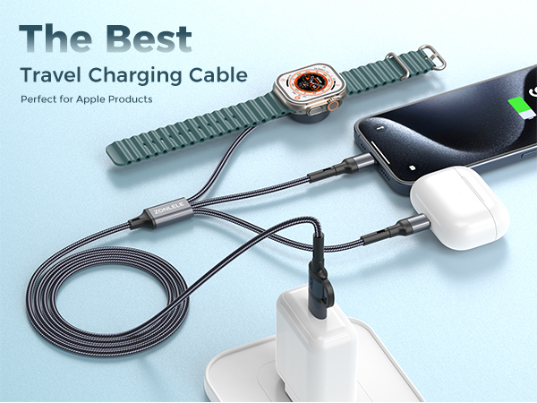 multi charging cable travel essentials for apple watch iPhone charger