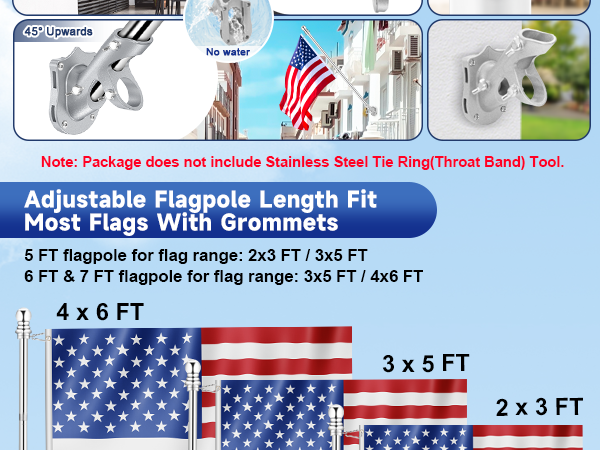 2-Positions &amp;amp; Dual Installing Ways Flagpole Bracket