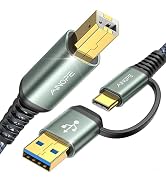 AINOPE Printer Cable, [2-in-1] Printer USB Cord High Speed USB 2.0 MIDI Cable Nylon Braided for M...