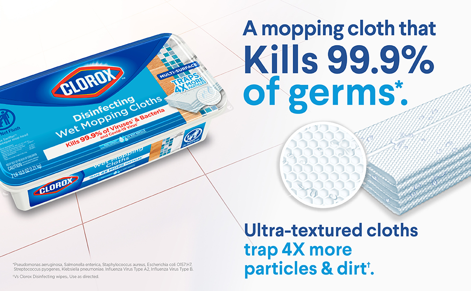 A mopping cloth Kills 99.9% of germs