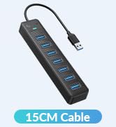 PHIXERO 7 Port USB 3.0 Hub, Multi USB Port Hub Portable USB Multiport Adapter USB Extension Hub U...