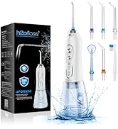 H2ofloss Water Dental Flosser Portable Dental Oral Irrigator with 5 Modes, 6 Replaceable Jet Tips...