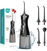 COSLUS Water Dental Flosser Pick for Teeth: 4 Modes Cordless Portable 300ML Larger Tank Water Tee...