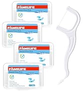 FAMILIFE Floss Picks, 200 Count Unflavored Dental Floss Picks, Tooth Picks Flossers with 4 Travel...