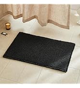 TYUU Black Bathroom Rug, Waffle Bath Mat Non Slip Washable Super Absorbent Quick Dry Boho Farmhou...