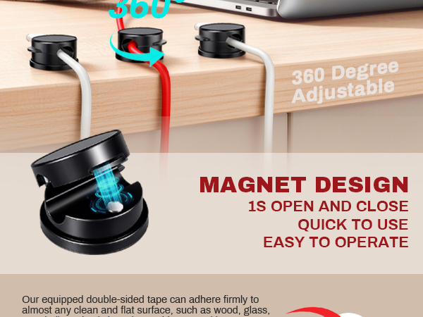Rotatable Cord Holder Magnetic Clips