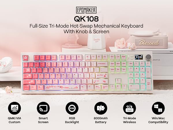 Full Size Mechanical Keyboard with Screen &amp; Knob